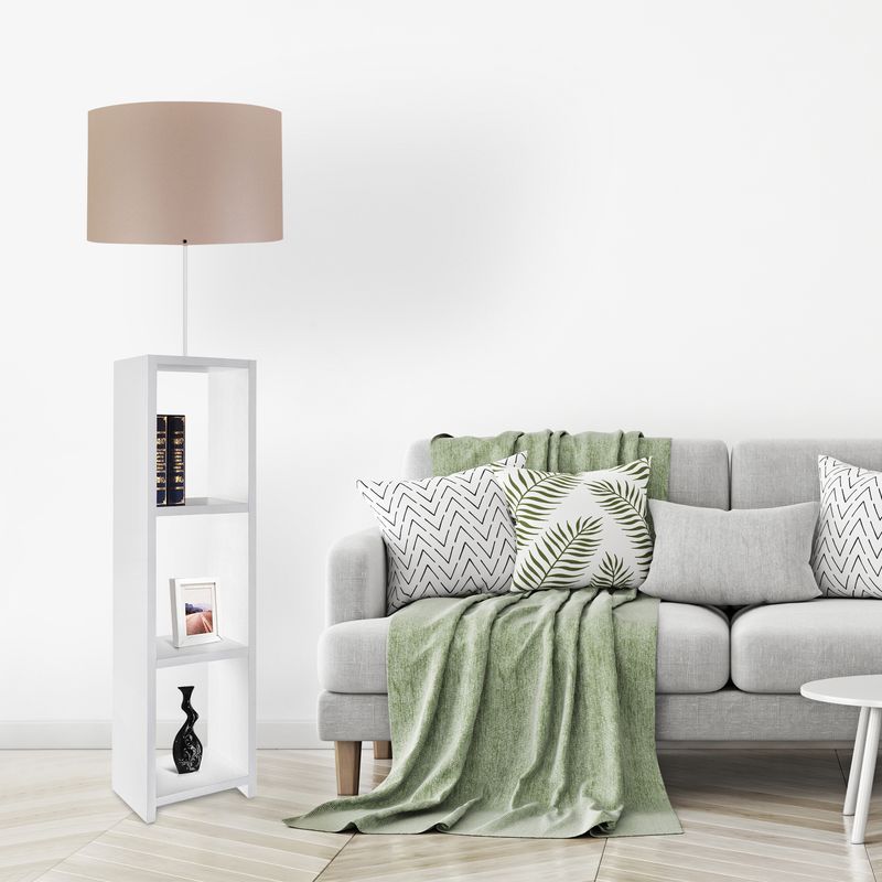 Casa si Gradina - Corpuri si surse de iluminat - Veioze si lampi - Lampadare - Lampadar, Opviq, lemn, alb bej, 140 cm - Infinity.ro