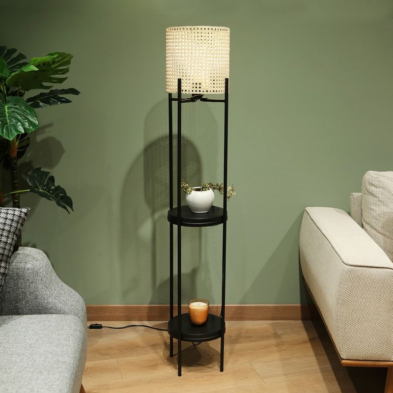 Casa si Gradina - Corpuri si surse de iluminat - Veioze si lampi - Lampadare - Lampadar, Opviq, ratan, crem si negru, 140 cm - Infinity.ro