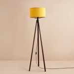 Casa si Gradina - Corpuri si surse de iluminat - Veioze si lampi - Lampadare - Lampadar, Opviq, tesatura, mustar, lemn, 21x140 cm - Infinity.ro