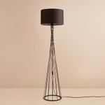 Casa si Gradina - Corpuri si surse de iluminat - Veioze si lampi - Lampadare - Lampadar, Opviq, metal, negru, abajur textil, 38x144 cm - Infinity.ro