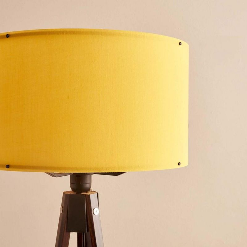 Casa si Gradina - Corpuri si surse de iluminat - Veioze si lampi - Lampadare - Lampadar, Opviq, tesatura, mustar, lemn, 21x140 cm - Infinity.ro