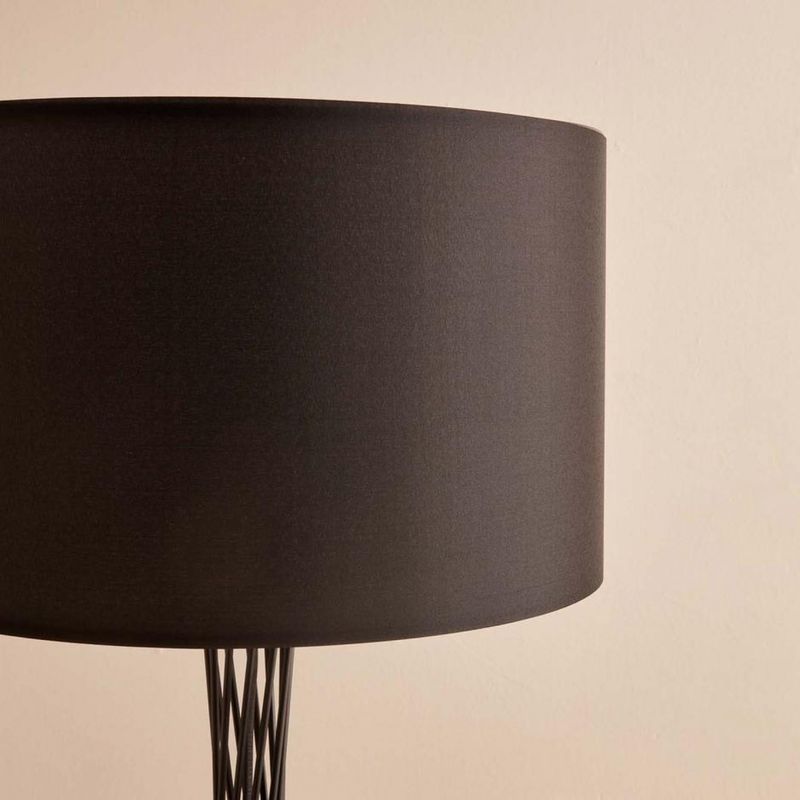 Casa si Gradina - Corpuri si surse de iluminat - Veioze si lampi - Lampadare - Lampadar, Opviq, metal, negru, abajur textil, 38x144 cm - Infinity.ro