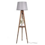 Casa si Gradina - Corpuri si surse de iluminat - Veioze si lampi - Lampadare - Lampadar, Opviq, lemn, maro si gri, 160 cm, raft incorporat - Infinity.ro