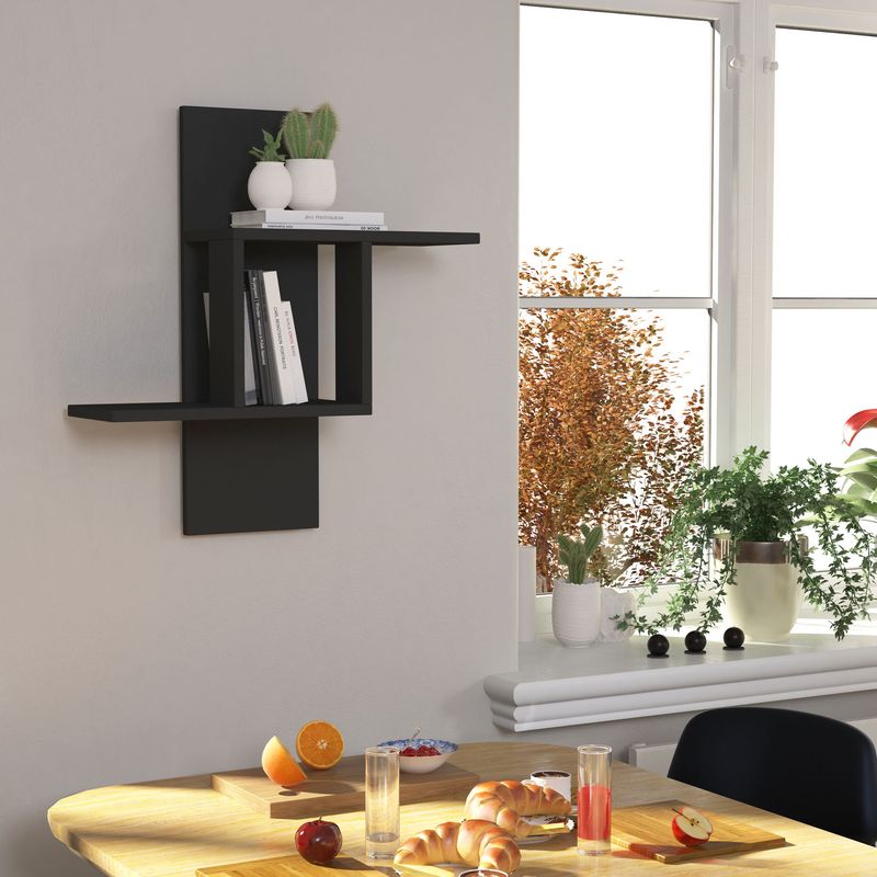 Casa si Gradina - Mobilier - Biblioteci si rafturi - Rafturi - Raft de perete, Hanah Home, pal melaminat, antracit, 64x70x20 cm - Infinity.ro