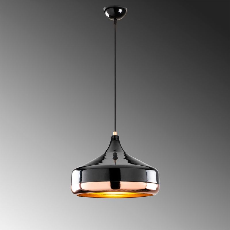Casa si Gradina - Corpuri si surse de iluminat - Lustre si pendule - Lustra, Opviq, metal, negru si cupru, diametru 36 cm, inaltime reglabila - Infinity.ro