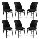 Casa si Gradina - Mobilier - Scaune si fotolii - Scaune - Set scaune, Hanah Home, metal, negru, 45x42x93 cm, 6 piese - Infinity.ro