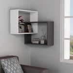 Casa si Gradina - Mobilier - Biblioteci si rafturi - Etajere - Etajera de perete, Hanah Home, pal melaminat, alb si antracit, 68x68x60 cm - Infinity.ro