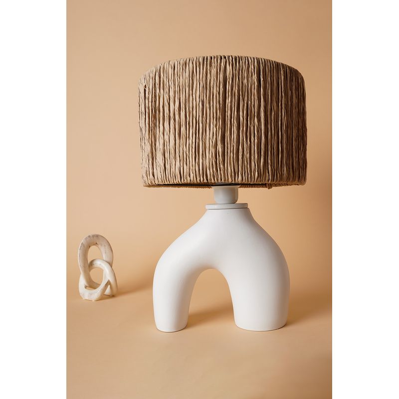 Casa si Gradina - Corpuri si surse de iluminat - Veioze si lampi - Veioze - Veioza, Opviq, ceramica, alb stejar, 47x30 cm - Infinity.ro