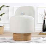 Casa si Gradina - Mobilier - Scaune si fotolii - Tabureti - Taburet, Hanah Home, blana artificiala, alb, 47x66 cm - Infinity.ro