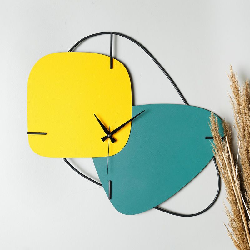 Casa si Gradina - Decoratiuni - Ceasuri - Ceas de perete decorativ, Wallxpert, metal, verde galben, 58x55 cm - Infinity.ro