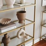 Casa si Gradina - Mobilier - Biblioteci si rafturi - Etajere - Etajera, Hanah Home, sticla securizata si metal, auriu, 80x30x165 cm - Infinity.ro