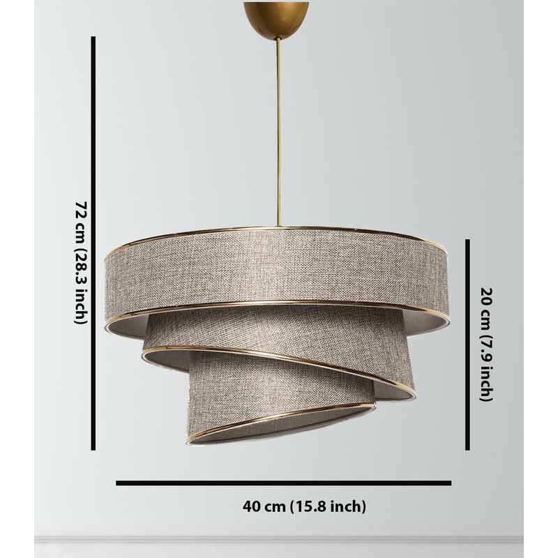Casa si Gradina - Corpuri si surse de iluminat - Lustre si pendule - Lustra, Opviq, bumbac, bej auriu, 40x40 cm, inaltime reglabila - Infinity.ro