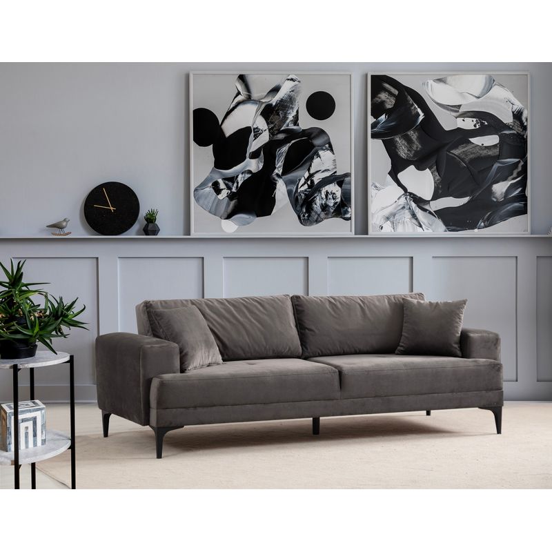 Casa si Gradina - Mobilier - Canapele si coltare - Canapele - Canapea 3 locuri, Atelier Del Sofa, lemn fag si pal, antracit, 234x100x78 cm - Infinity.ro