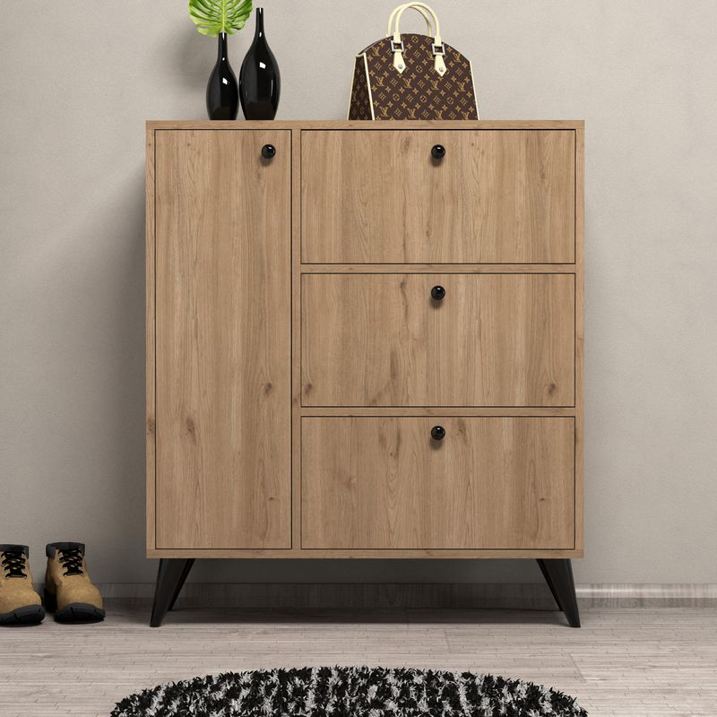 Casa si Gradina - Mobilier - Dulapuri si sifoniere - Dulapuri pantofi - Dulap pantofi, Hanah Home, pal melaminat, stejar, 90x35x105 cm - Infinity.ro