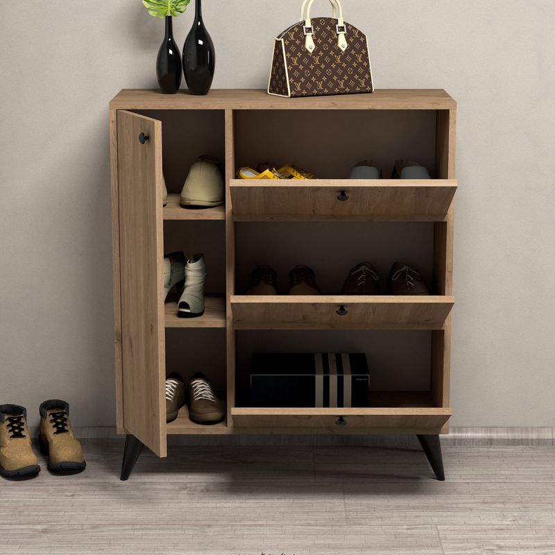 Casa si Gradina - Mobilier - Dulapuri si sifoniere - Dulapuri pantofi - Dulap pantofi, Hanah Home, pal melaminat, stejar, 90x35x105 cm - Infinity.ro