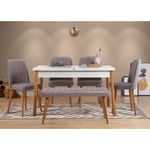 Casa si Gradina - Mobilier - Seturi de mobilier - Seturi mese si scaune - Set masa extensibila si scaune, Hanah Home, PAL melaminat, pin atlantic alb gri, 120-153x75x77 cm - Infinity.ro