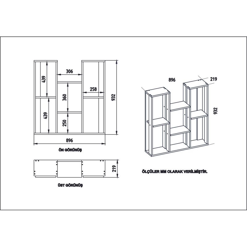 Casa si Gradina - Mobilier - Biblioteci si rafturi - Etajere - Etajera, Hanah Home, PAL melaminat, alb, 89.6x21.9x93.2 cm - Infinity.ro