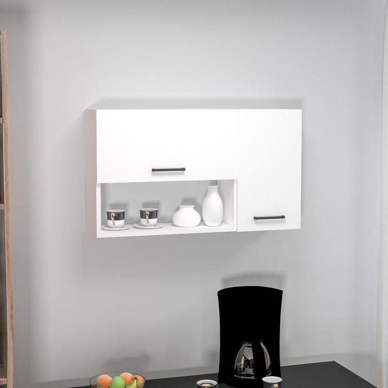 Casa si Gradina - Mobilier - Comode si corpuri - Corpuri bucatarie - Dulap multifunctional, Hanah Home, pal melaminat, alb, 90x52x24.8 cm - Infinity.ro