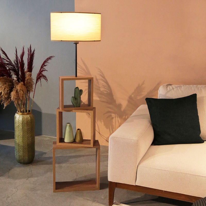 Casa si Gradina - Corpuri si surse de iluminat - Veioze si lampi - Lampadare - Lampadar, Opviq, mdf si lemn, maro deschis, 20x37x140 cm - Infinity.ro