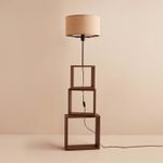 Casa si Gradina - Corpuri si surse de iluminat - Veioze si lampi - Lampadare - Lampadar, Opviq, lemn, bej maro, abajur textil, 20x37 cm - Infinity.ro