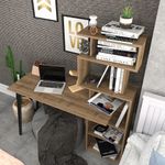 Casa si Gradina - Mobilier - Mese si birouri - Birouri - Birou de studiu, Hanah Home, pal melaminat, nuc, 133x55x146.4 cm - Infinity.ro