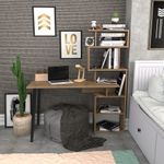 Casa si Gradina - Mobilier - Mese si birouri - Birouri - Birou de studiu, Hanah Home, pal melaminat, nuc, 133x55x146.4 cm - Infinity.ro