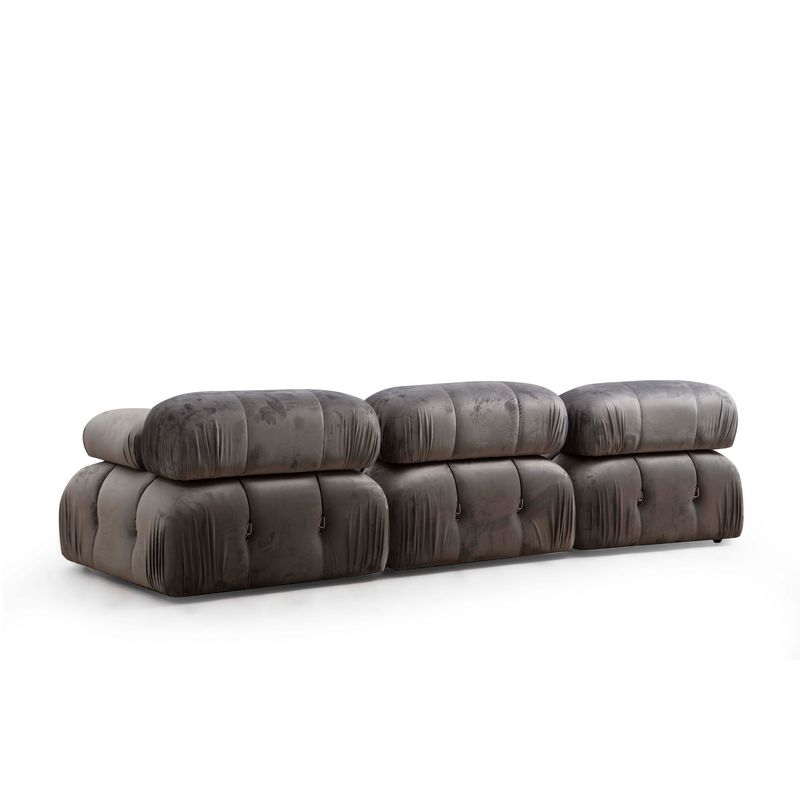 Casa si Gradina - Mobilier - Canapele si coltare - Canapele - Canapea 3 locuri, Hanah Home, lemn fag si pal, gri, 288x95x75 cm - Infinity.ro