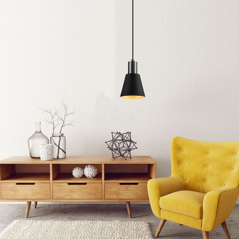 Casa si Gradina - Corpuri si surse de iluminat - Lustre si pendule - Lustra, Opviq, fier, negru si nichel, diametru 14 cm, inaltime reglabila - Infinity.ro