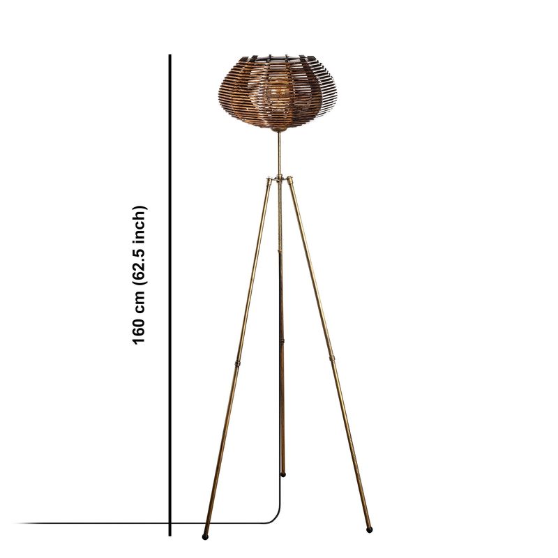 Casa si Gradina - Corpuri si surse de iluminat - Veioze si lampi - Lampadare - Lampadar, Opviq, metal, antichizat, 160 cm, capac bambus replica - Infinity.ro