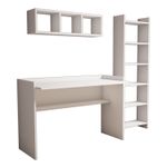 Casa si Gradina - Mobilier - Mese si birouri - Birouri - Birou cu biblioteca, Hanah Home, pal melaminat, alb, birou 118x58x80 cm, biblioteca 48.6x22x160 cm - Infinity.ro