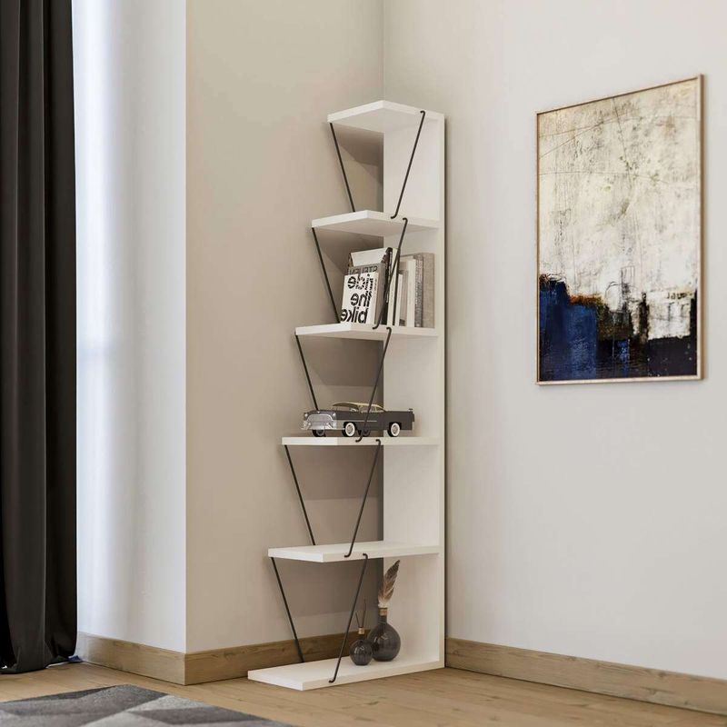 Casa si Gradina - Mobilier - Biblioteci si rafturi - Etajere - Etajera, Hanah Home, PAL melaminat, antracit si alb, 90x51x20 cm - Infinity.ro