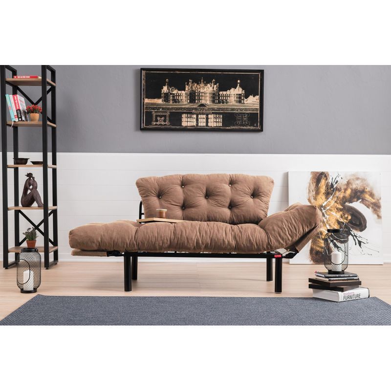 Casa si Gradina - Mobilier - Canapele si coltare - Canapele - Canapea extensibila 2 locuri, Atelier Del Sofa, microfibra, maro deschis, 155x85x70 cm - Infinity.ro