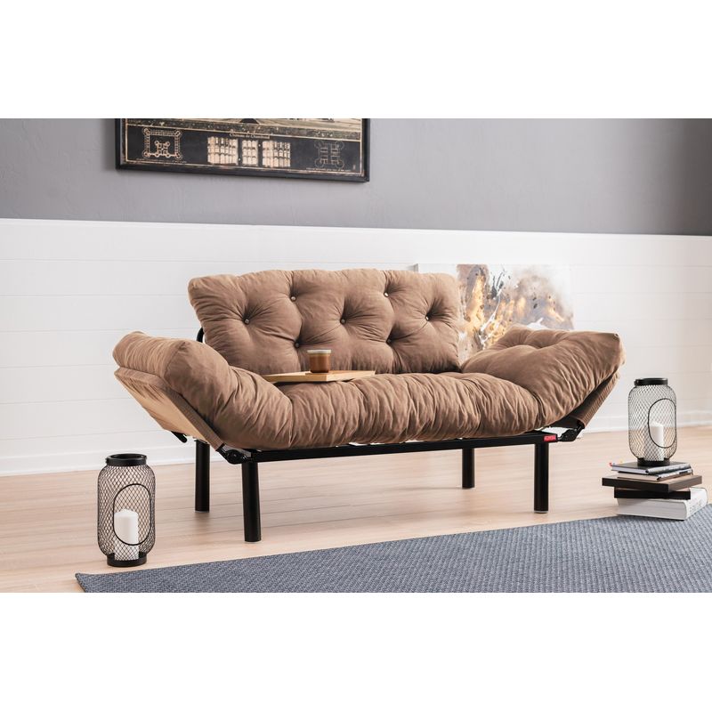 Casa si Gradina - Mobilier - Canapele si coltare - Canapele - Canapea extensibila 2 locuri, Atelier Del Sofa, microfibra, maro deschis, 155x85x70 cm - Infinity.ro