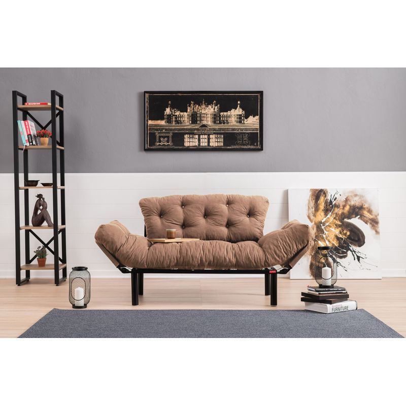 Casa si Gradina - Mobilier - Canapele si coltare - Canapele - Canapea extensibila 2 locuri, Atelier Del Sofa, microfibra, maro deschis, 155x85x70 cm - Infinity.ro