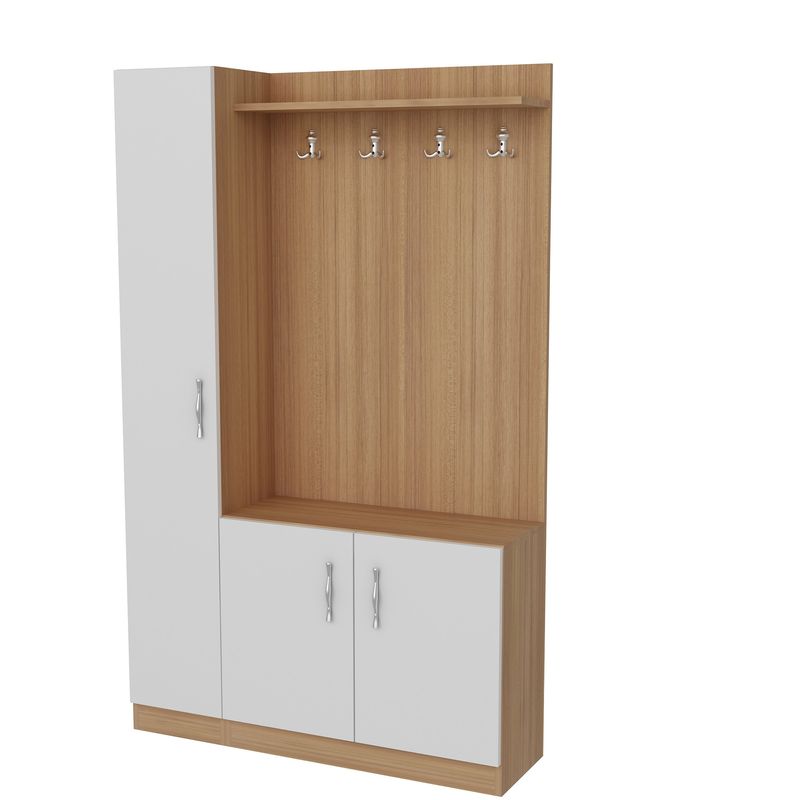 Casa si Gradina - Mobilier - Organizare si depozitare - Cuiere - Cuier, Hanah Home, pal melaminat, alb si tec, 110x31.8x180 cm - Infinity.ro