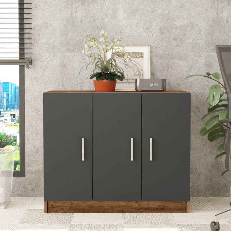 Casa si Gradina - Mobilier - Dulapuri si sifoniere - Dulapuri - Dulap multifunctional, Hanah Home, pal melaminat, nuc si antracit, 89.1x38.1x73.8 cm - Infinity.ro