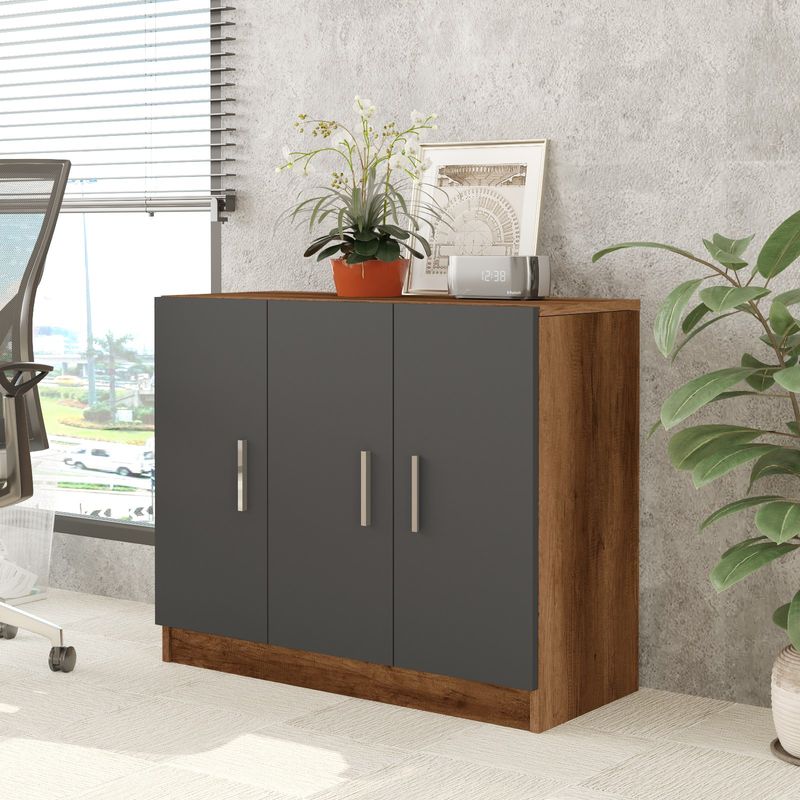 Casa si Gradina - Mobilier - Dulapuri si sifoniere - Dulapuri - Dulap multifunctional, Hanah Home, pal melaminat, nuc si antracit, 89.1x38.1x73.8 cm - Infinity.ro