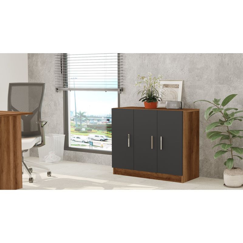 Casa si Gradina - Mobilier - Dulapuri si sifoniere - Dulapuri - Dulap multifunctional, Hanah Home, pal melaminat, nuc si antracit, 89.1x38.1x73.8 cm - Infinity.ro