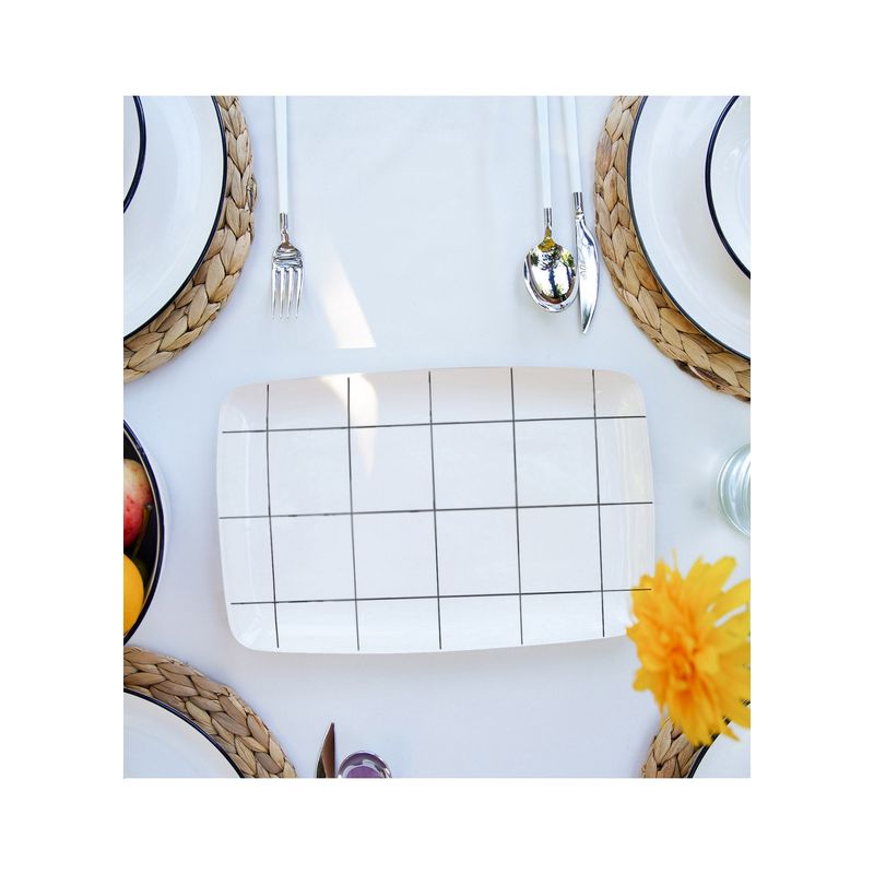 Casa si Gradina - Bucatarie si vesela - Vesela si tacamuri - Vesela pentru servire - Farfurie de servire, Hermia, ceramica, alb negru, 25x34 cm - Infinity.ro