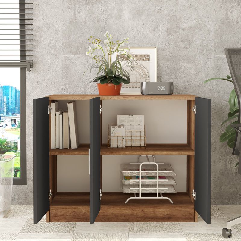 Casa si Gradina - Mobilier - Dulapuri si sifoniere - Dulapuri - Dulap multifunctional, Hanah Home, pal melaminat, nuc si antracit, 89.1x38.1x73.8 cm - Infinity.ro