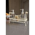 Casa si Gradina - Sanitare - Suporturi si accesorii baie - Dispensere - Dozator de sapun, Hermia, metal, bej, 24x11x24 cm - Infinity.ro