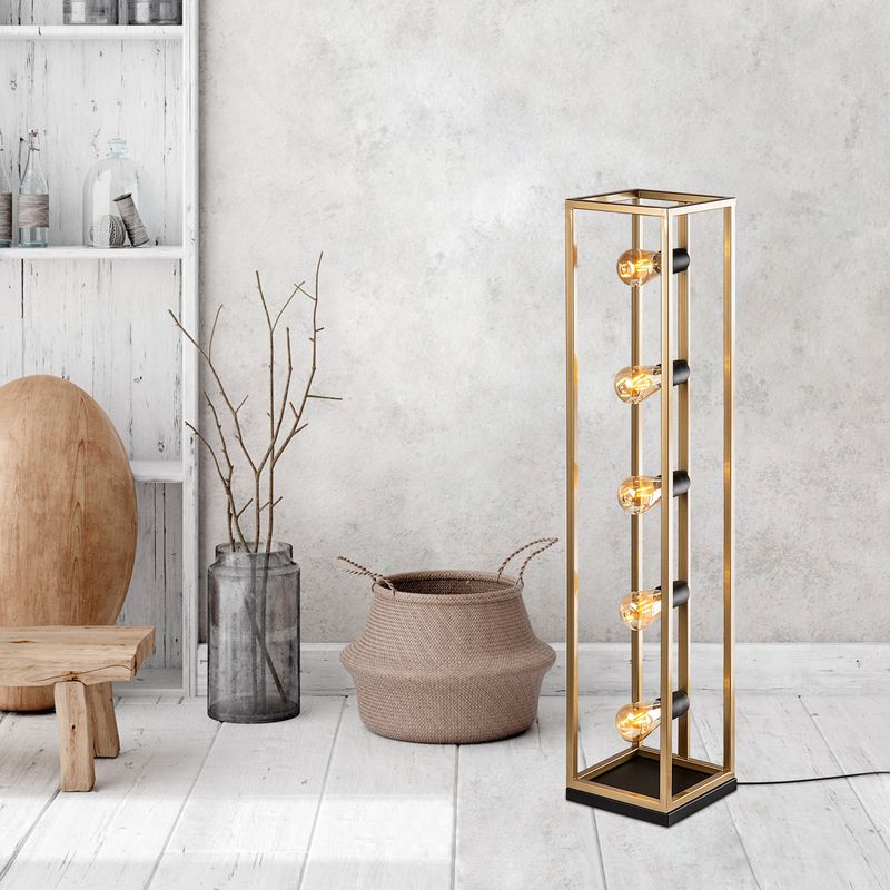 Casa si Gradina - Corpuri si surse de iluminat - Veioze si lampi - Lampadare - Lampadar, Opviq, metal, auriu, 21x21x102 cm - Infinity.ro