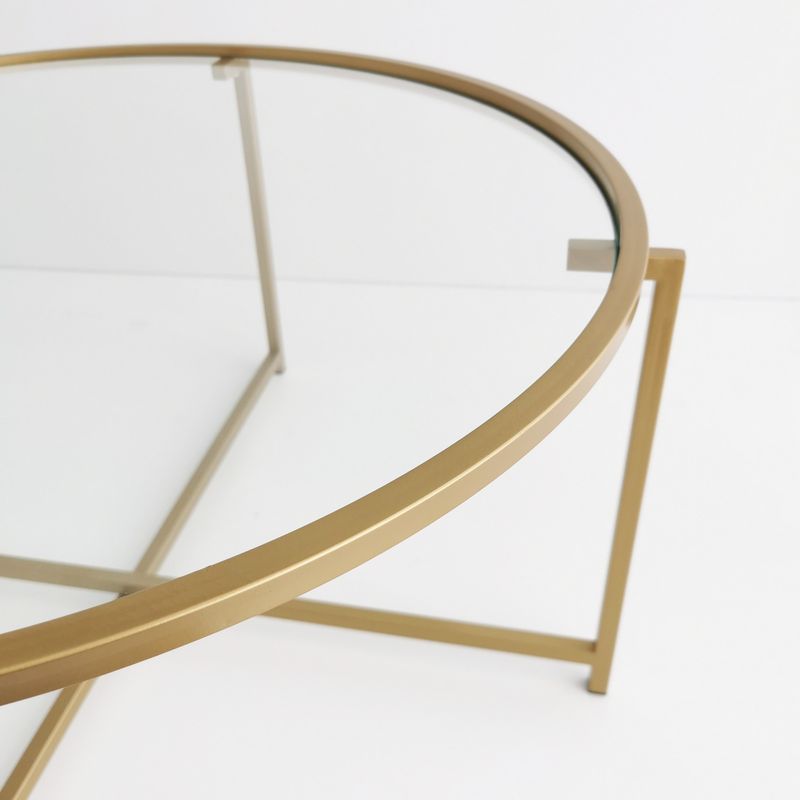 Casa si Gradina - Mobilier - Mese si birouri - Masute de cafea - Masuta de cafea, Hanah Home, sticla securizata si metal, auriu, 83x83x40 cm - Infinity.ro