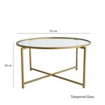 Casa si Gradina - Mobilier - Mese si birouri - Masute de cafea - Masuta de cafea, Hanah Home, sticla securizata si metal, auriu, 83x83x40 cm - Infinity.ro