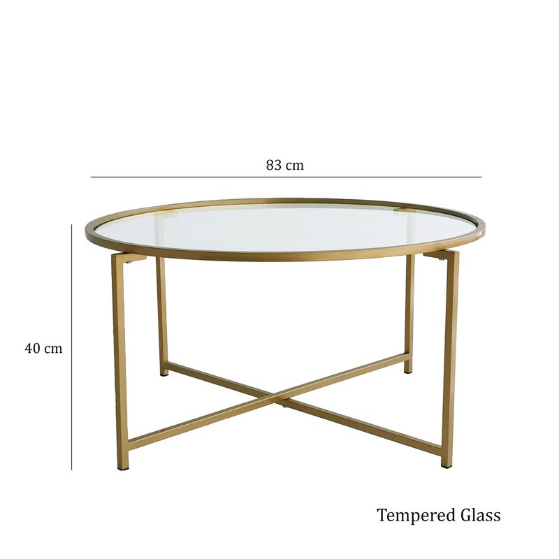 Casa si Gradina - Mobilier - Mese si birouri - Masute de cafea - Masuta de cafea, Hanah Home, sticla securizata si metal, auriu, 83x83x40 cm - Infinity.ro