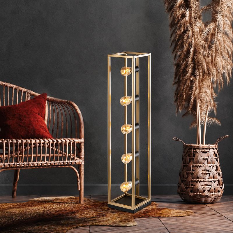Casa si Gradina - Corpuri si surse de iluminat - Veioze si lampi - Lampadare - Lampadar, Opviq, metal, auriu, 21x21x102 cm - Infinity.ro