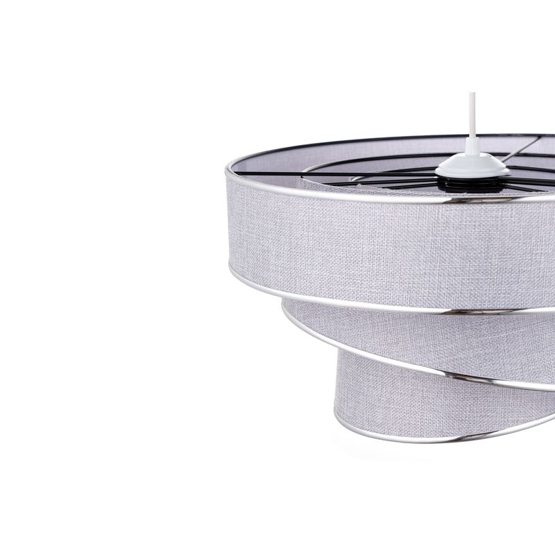 Casa si Gradina - Corpuri si surse de iluminat - Lustre si pendule - Lustra, Opviq, metal, gri si argintiu, abajur bumbac, 40x40x72 cm - Infinity.ro