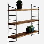 Casa si Gradina - Mobilier - Biblioteci si rafturi - Etajere - Etajera de perete, Hanah Home, lemn masiv si metal, negru si nuc, 60x57x15 cm - Infinity.ro