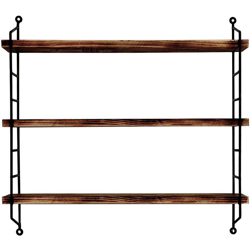 Casa si Gradina - Mobilier - Biblioteci si rafturi - Etajere - Etajera de perete, Hanah Home, lemn masiv si metal, negru si nuc, 60x57x15 cm - Infinity.ro