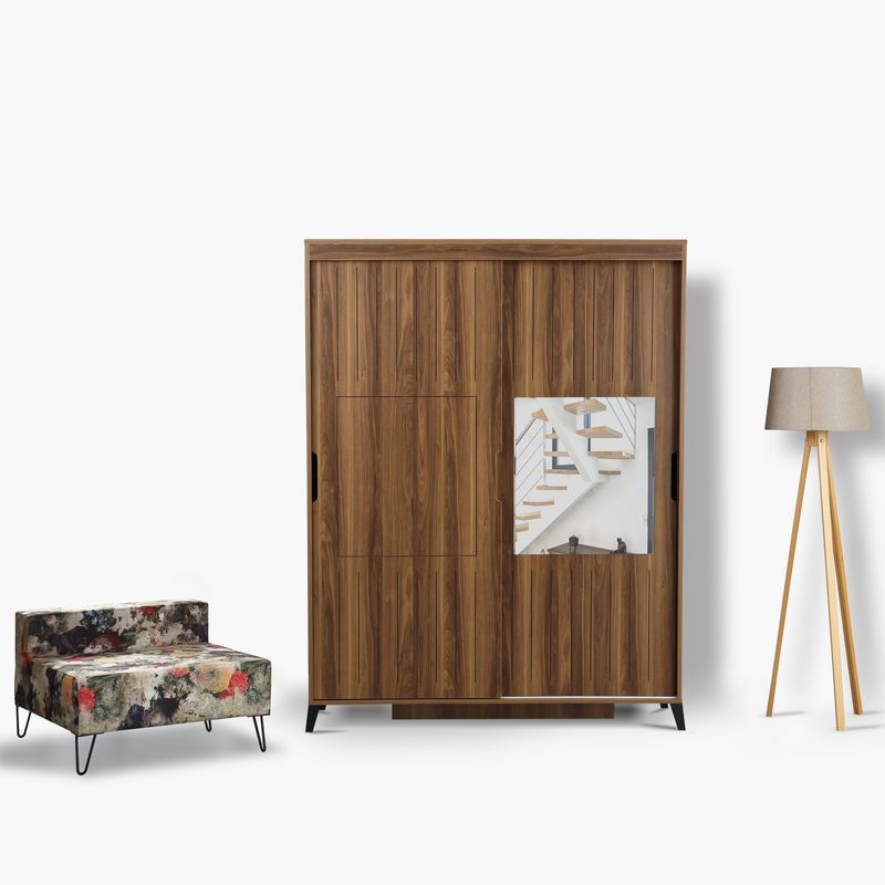 Casa si Gradina - Mobilier - Dulapuri si sifoniere - Dulapuri - Dulap, Hanah Home, pal melaminat, nuc, 140x60x216 cm - Infinity.ro